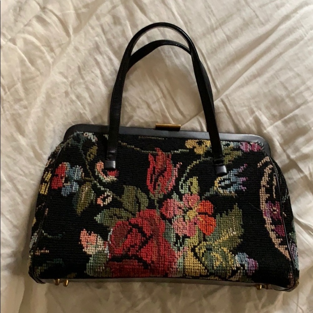 Vintage Needlepoint Mid Size Purse